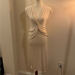 Ralph Lauren Purple Label Cream Maxi Dress with Twist Detail